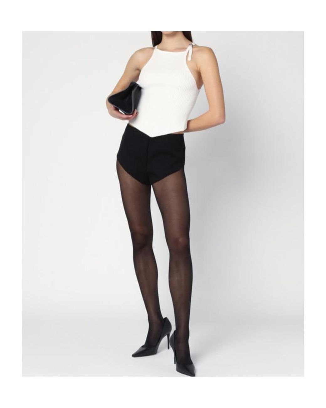Courreges White Ribbed Top With Pointed Hem