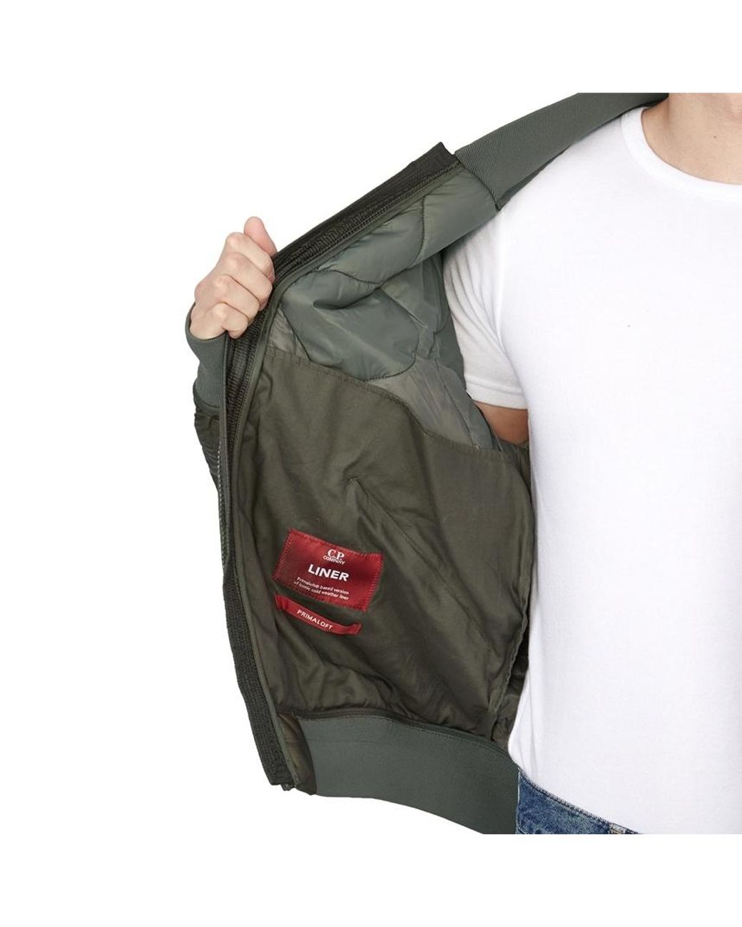 C P Company Green Liner Padded Bomber Jacket for men