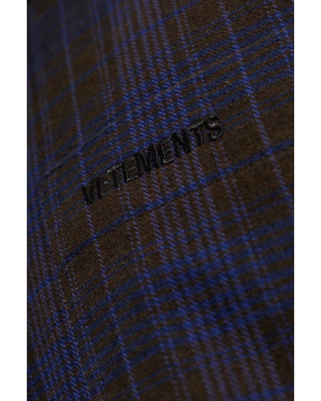 Vetements Blue Checked Zip-Front Shirt for men