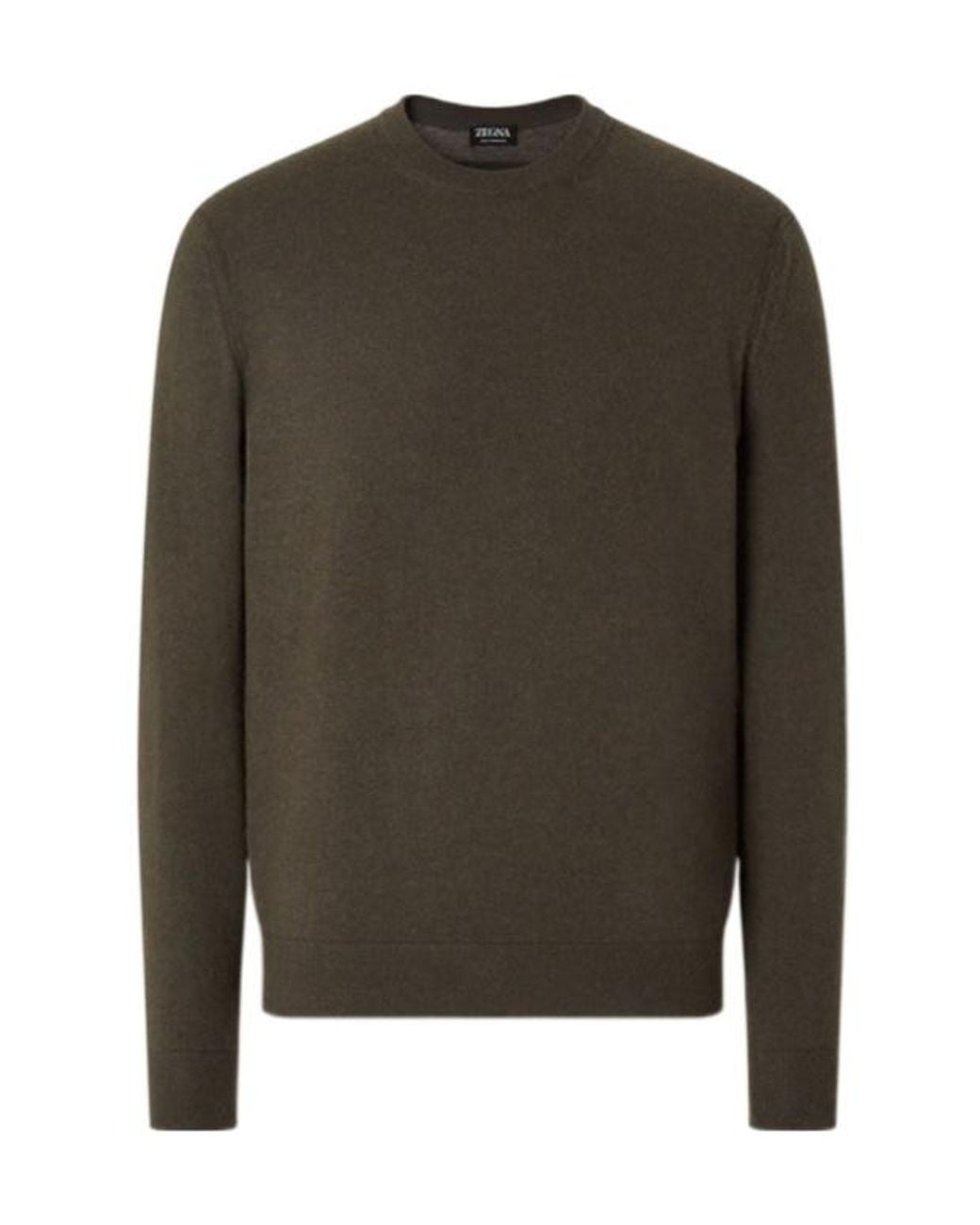 Zegna Green Crewneck Cashmere Knitted Sweater for men