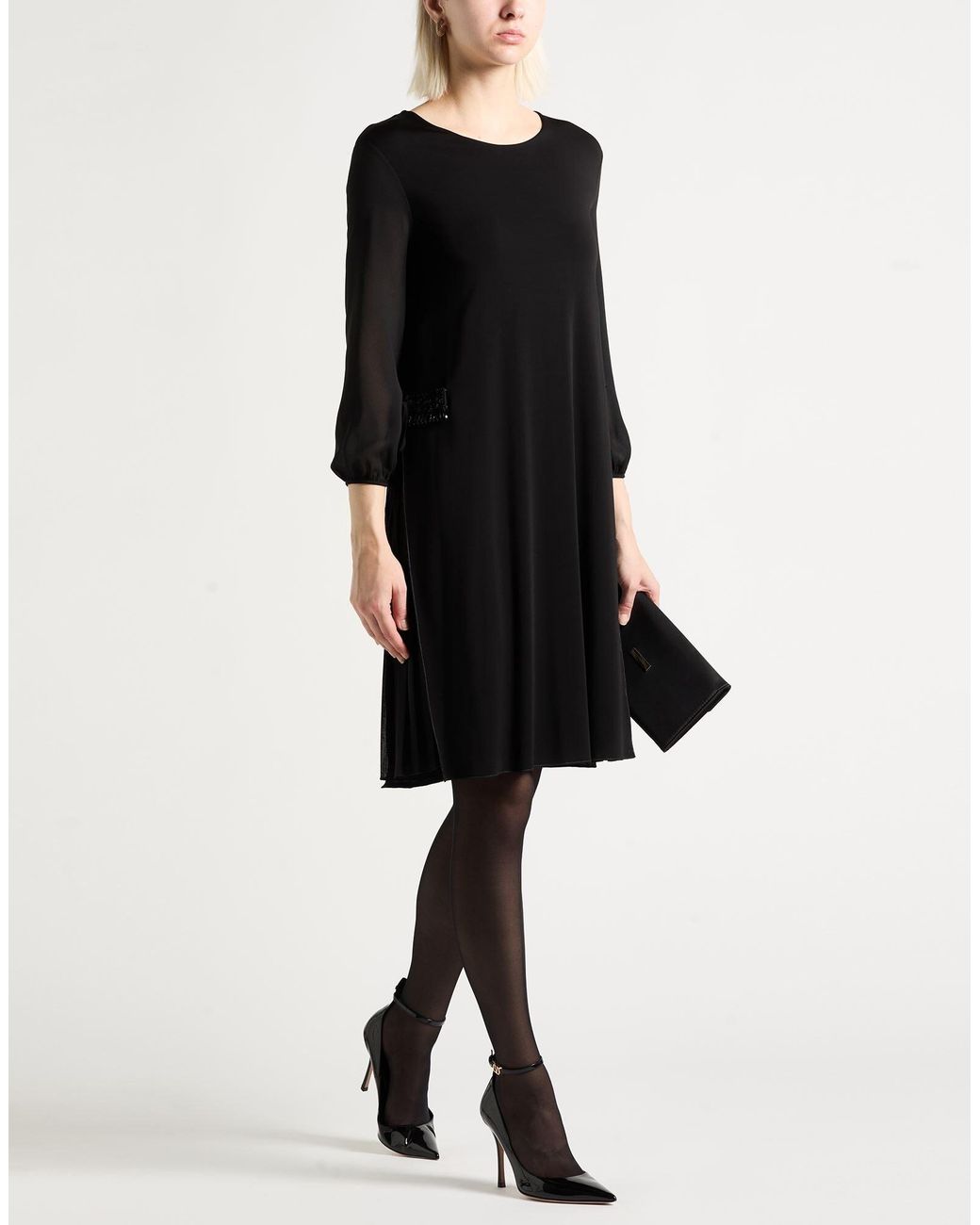 Max Mara Black Solid-Color Long-Sleeve Dress