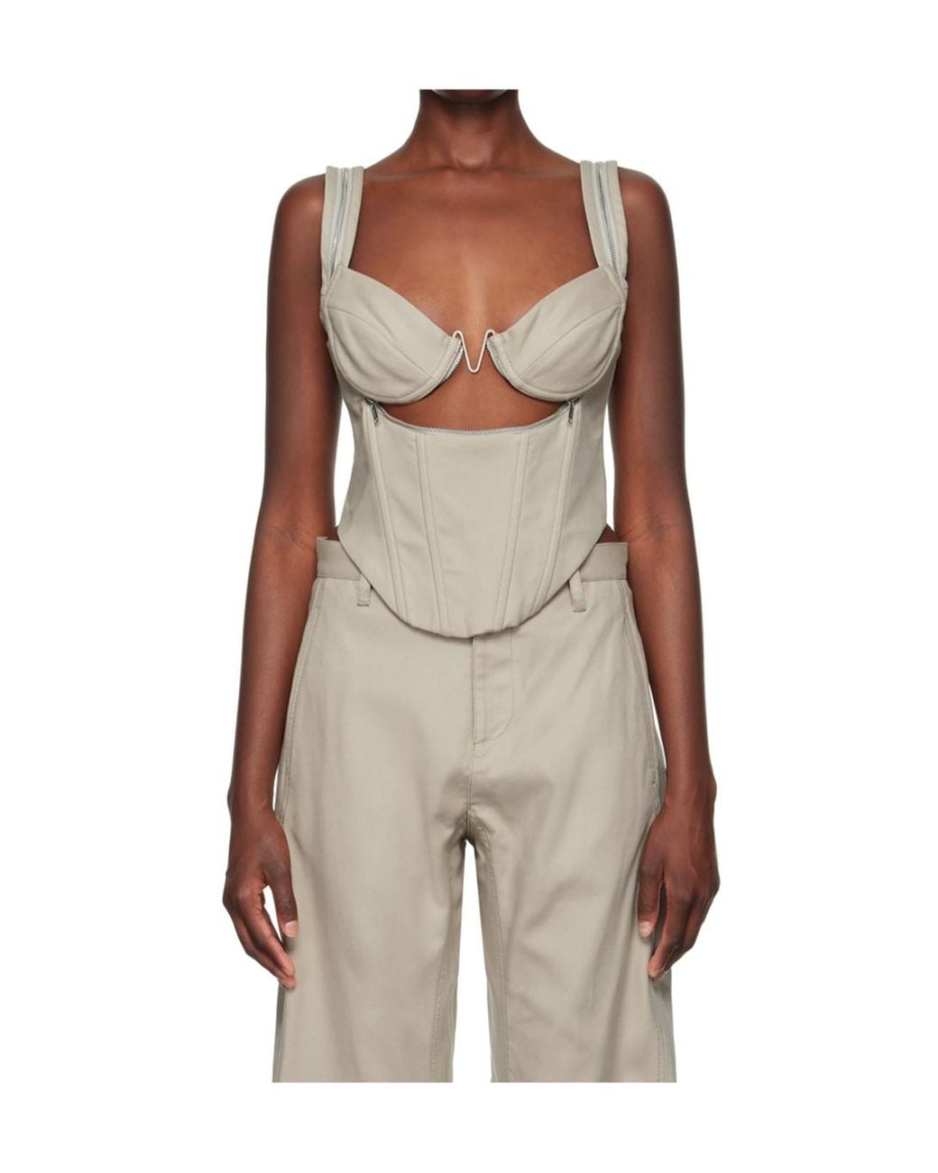 Dion Lee Natural Panelled Zipped Bustier Top