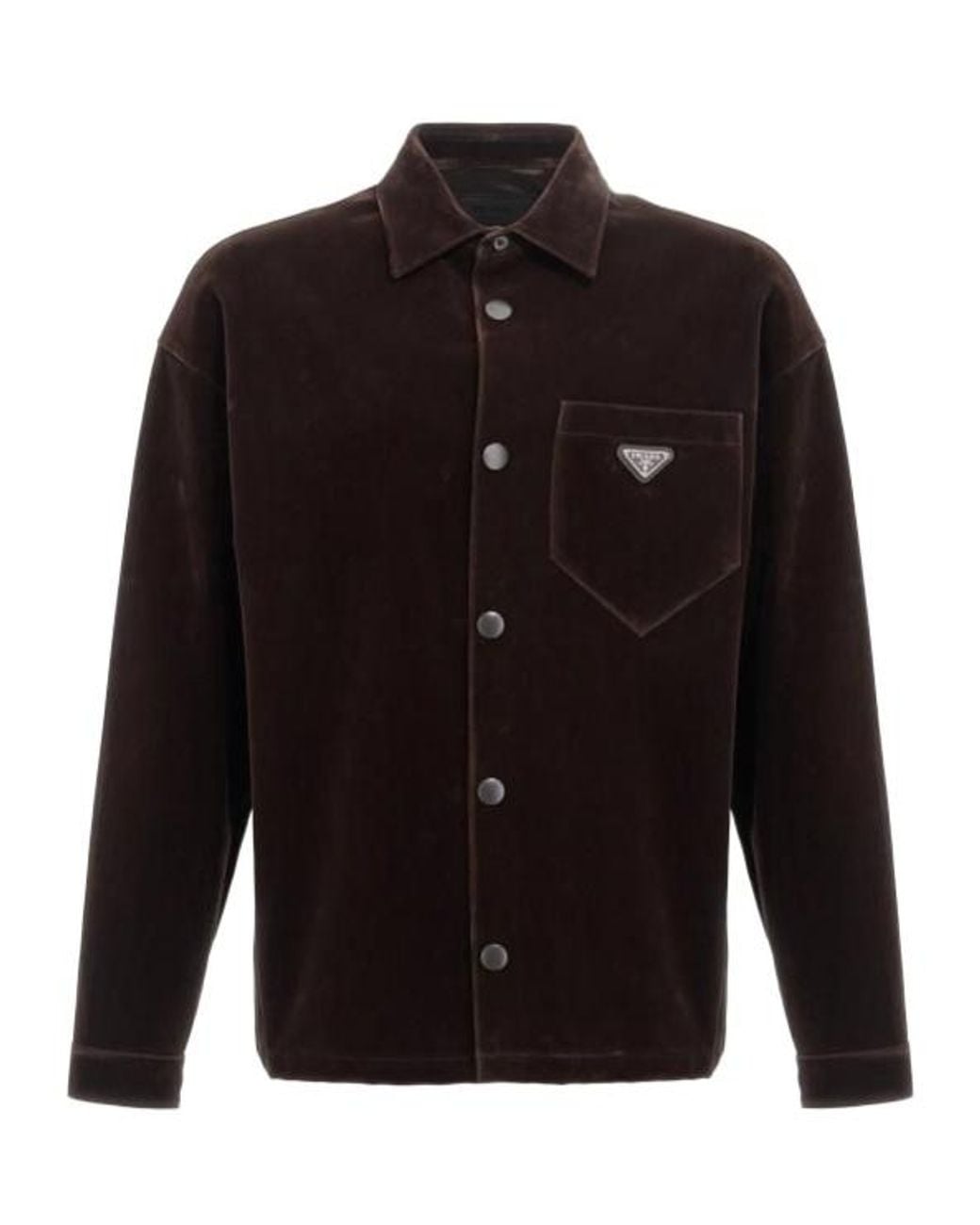 Prada Black Logo Plaque Button-Up Shirt for men