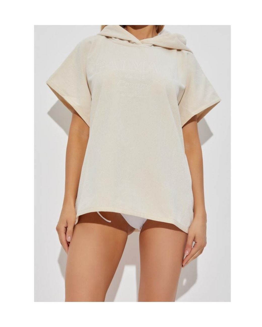 Balmain Natural Logo Embroidered Poncho