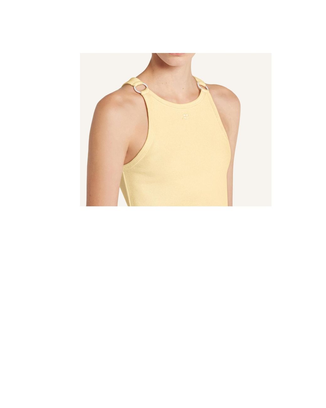Courreges Yellow Buckle-Detail Ribbed Tank Top