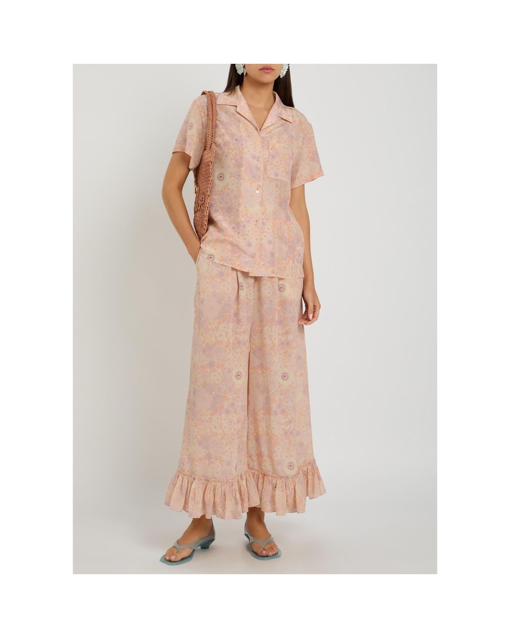Chloé Pink Floral Silk Trousers