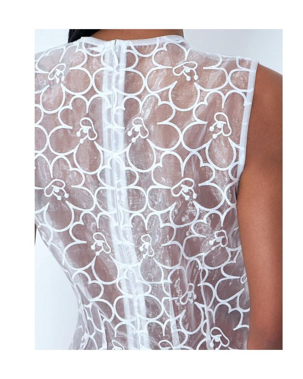 CECILIE BAHNSEN White Sleeveless Lace Midi Dress