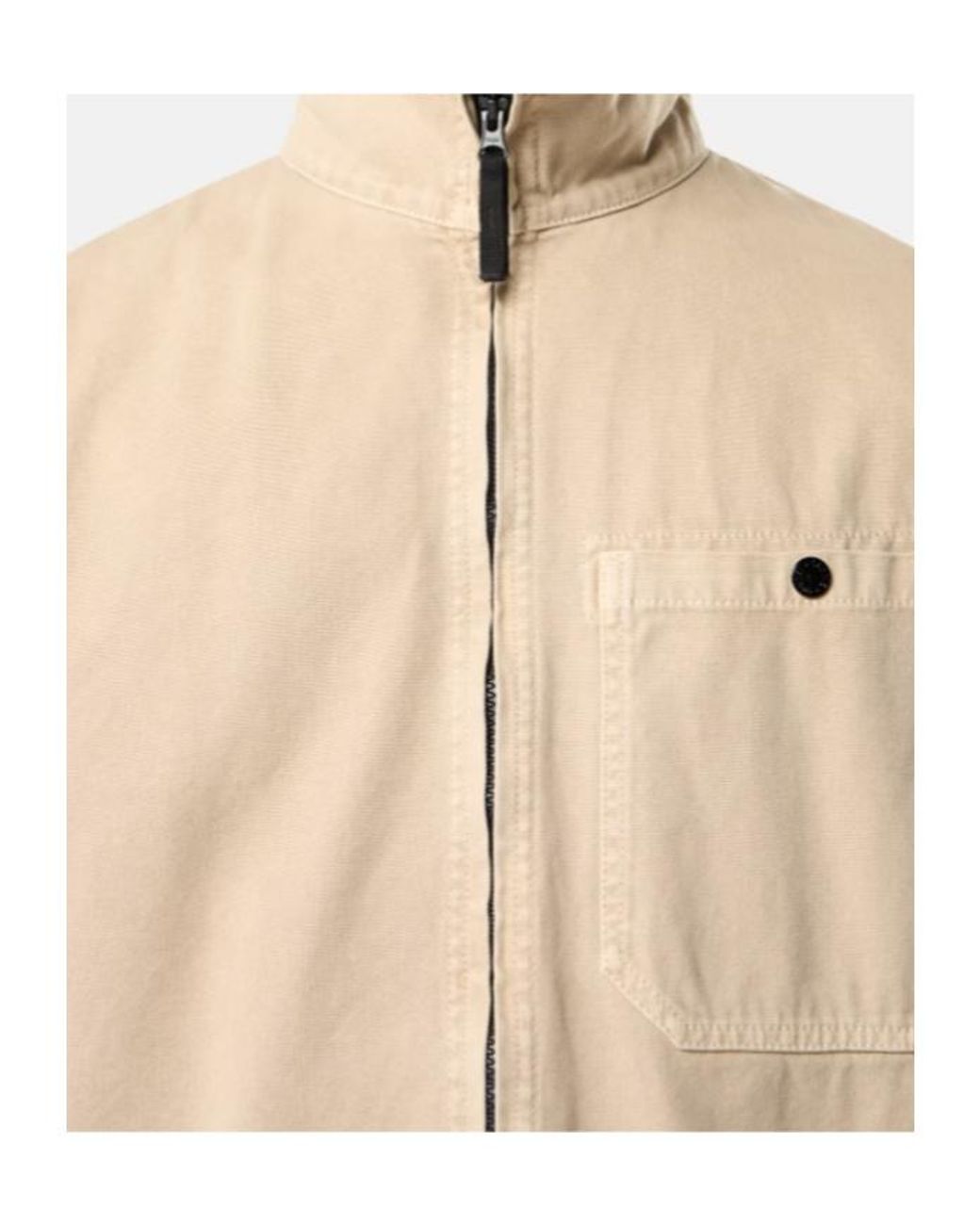 Stone Island Natural Logo Patch Zipped Overshirt for men