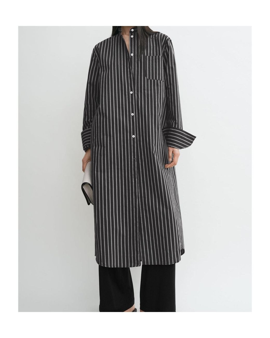 Totême  Black Totême Long-Sleeved Striped Shirt Dress