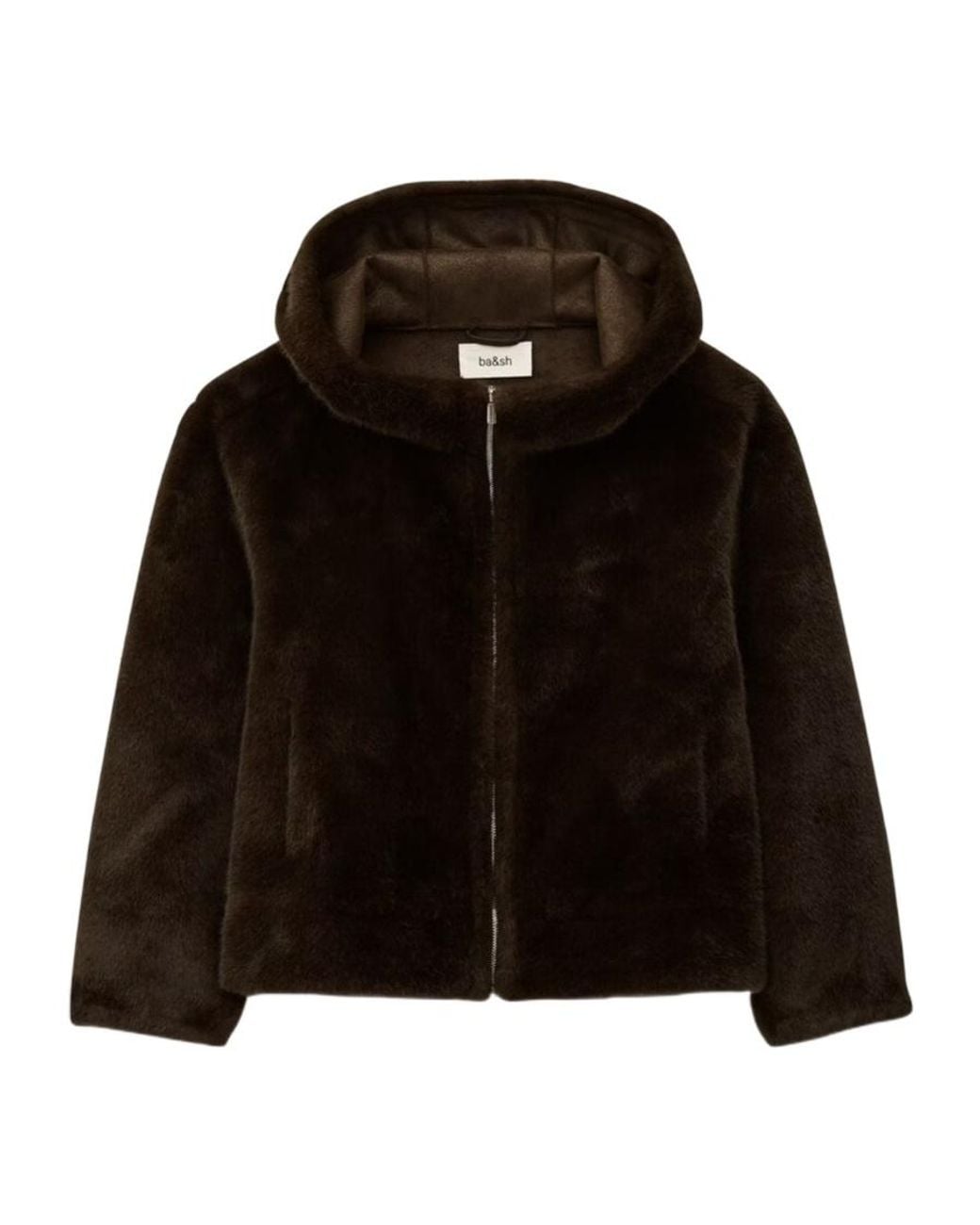 Ba&sh Black Pandy Faux Fur Hooded Jacket