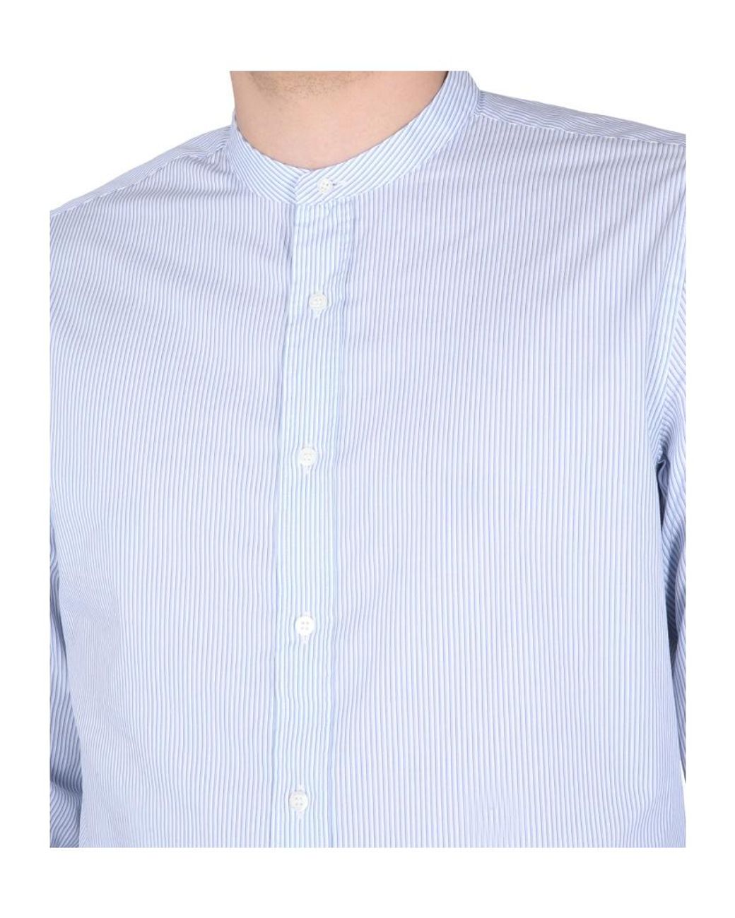 Aspesi Blue Striped Buttoned Shirt for men