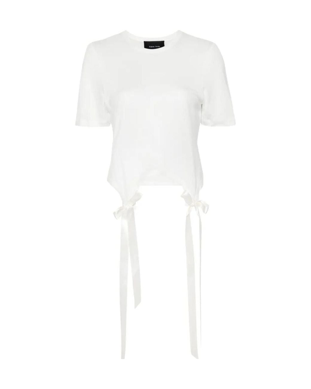 Simone Rocha White Bow Detailed Crewneck T-Shirt