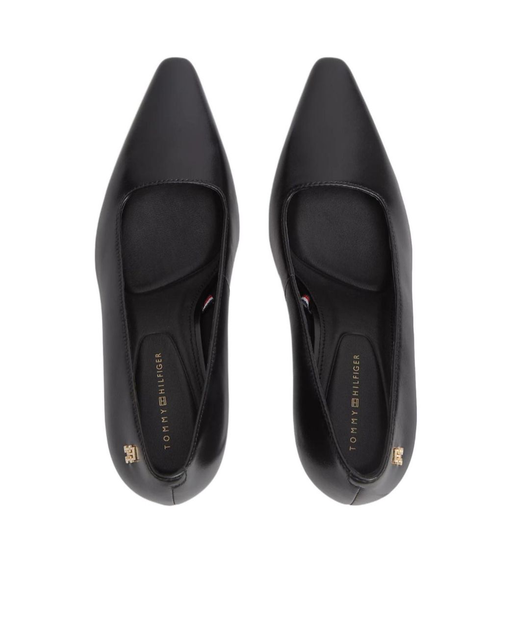 Tommy Hilfiger Black Pointed Logo Pumps
