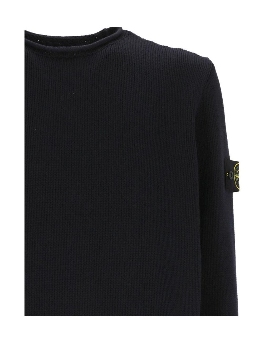 Stone Island Black Compass-Motif Crew Neck Sweatshirt for men