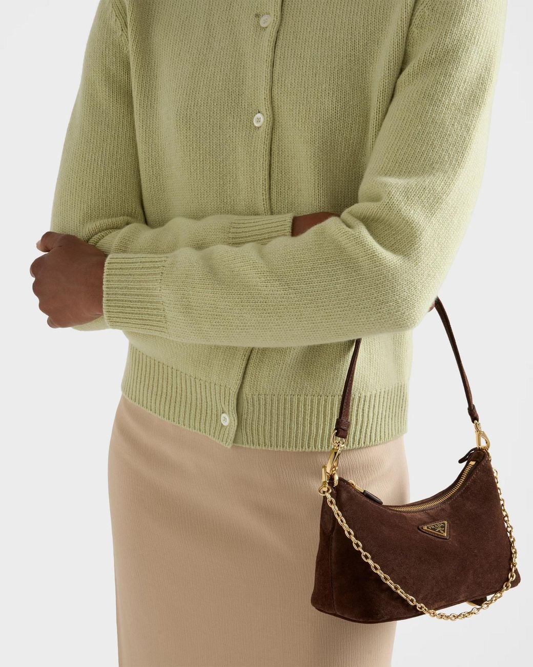 Prada Brown Suede Shoulder Bag