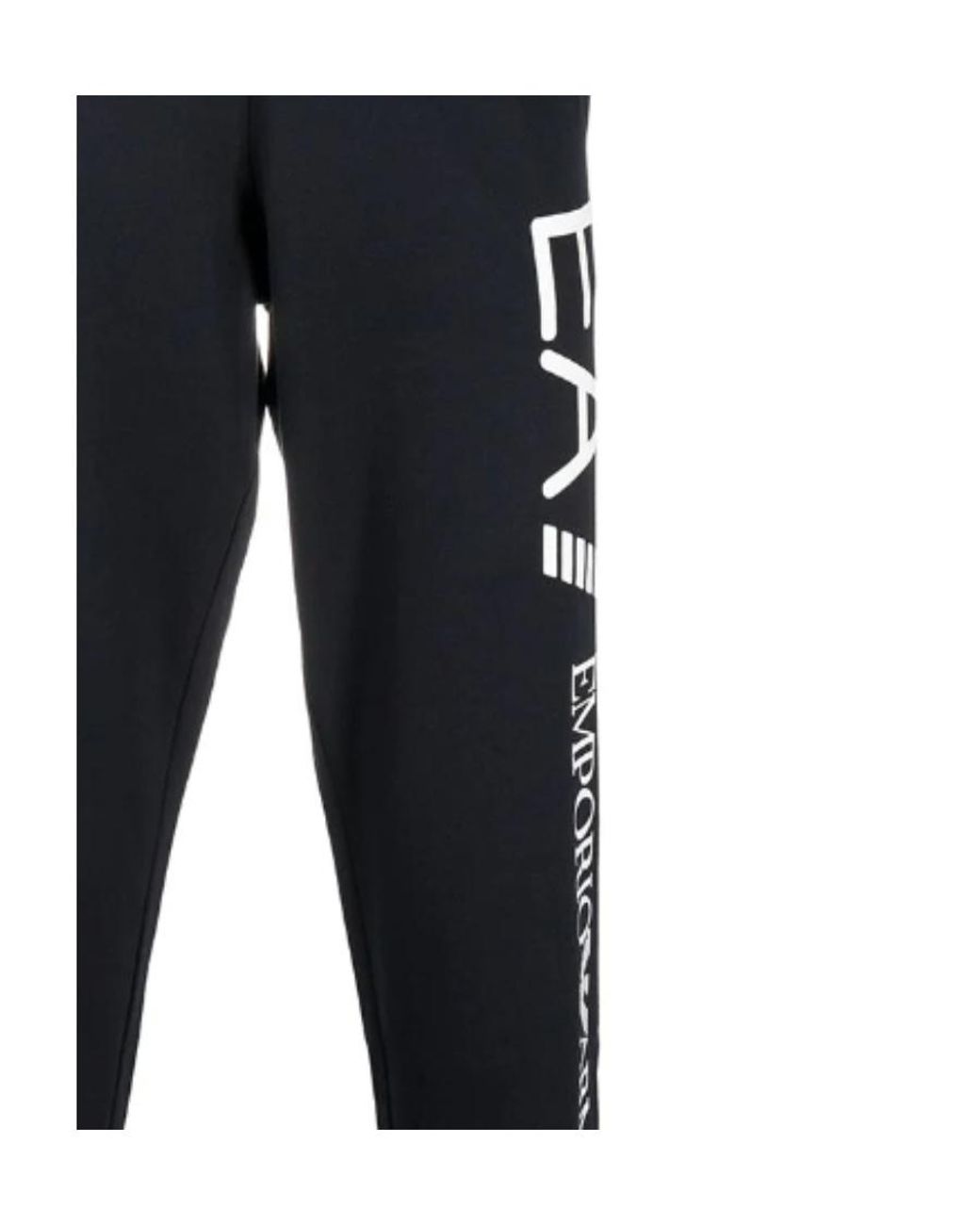 EA7 Blue Logo-Print Cotton Track Trousers for men