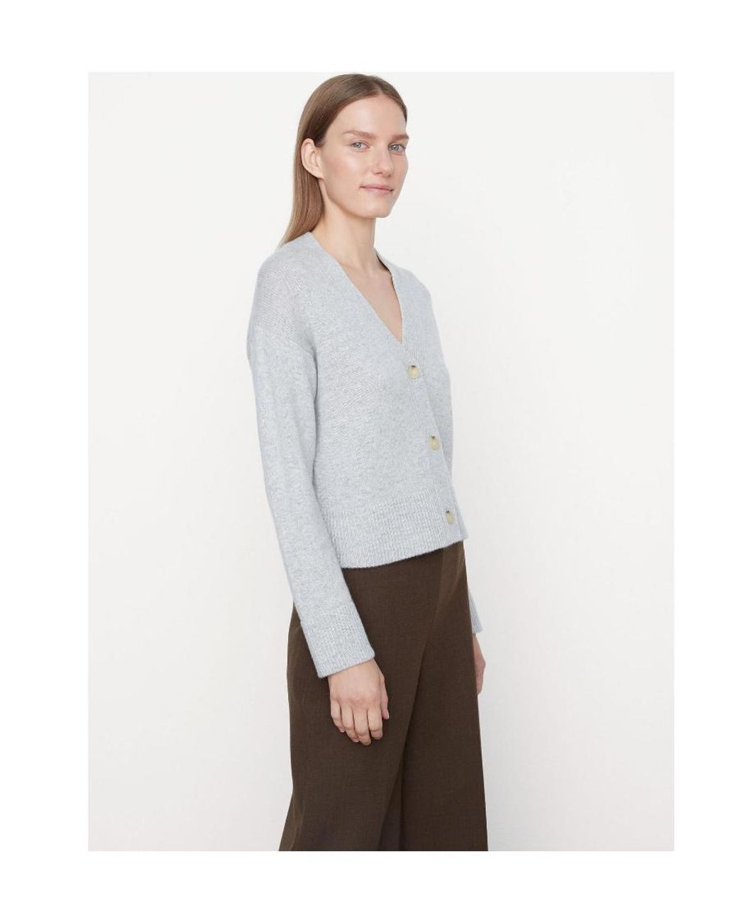 Vince Gray Button-Up Knitted Cardigan