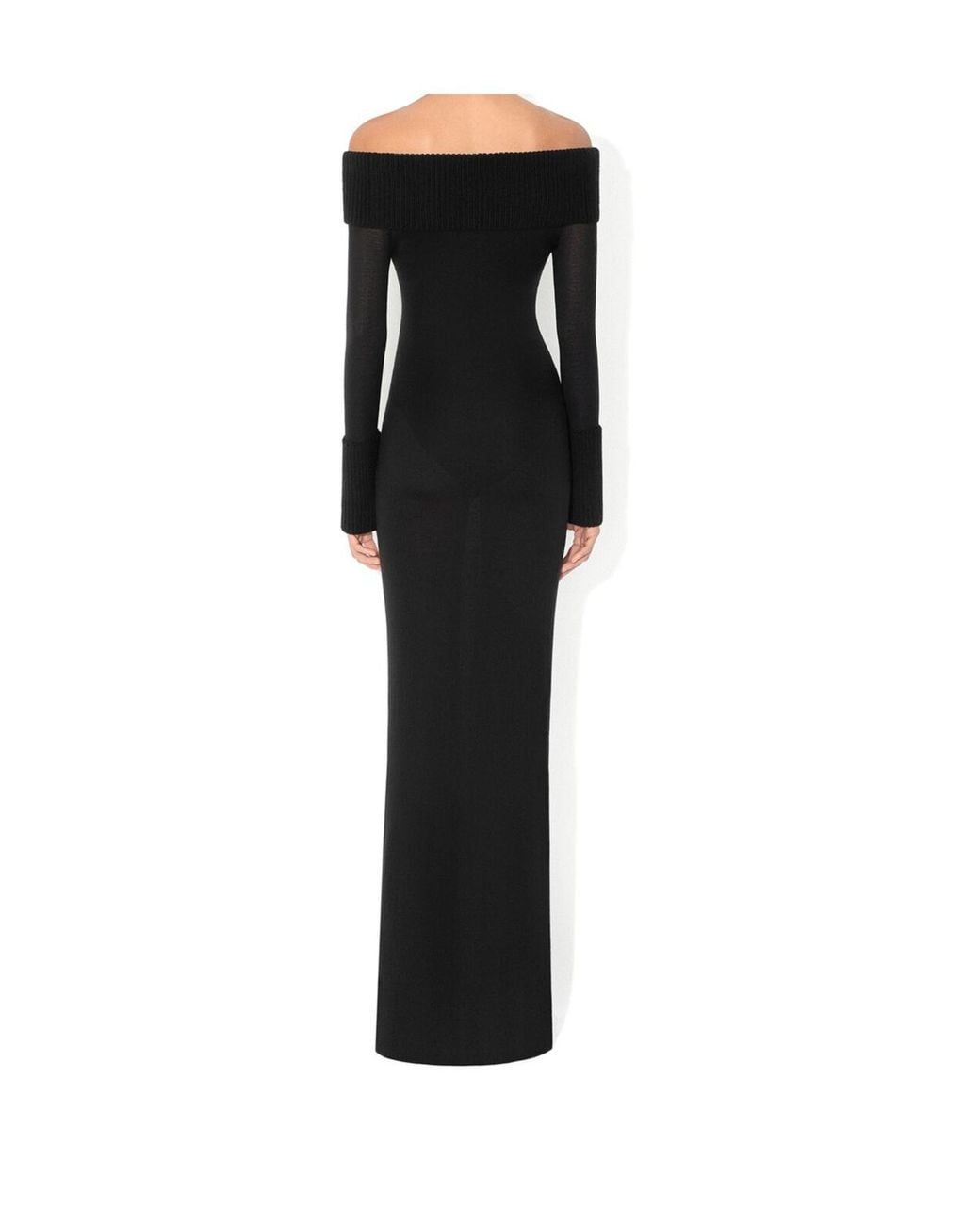 Alaïa Black Alaïa Off-Shoulder Ribbed Knitted Dress