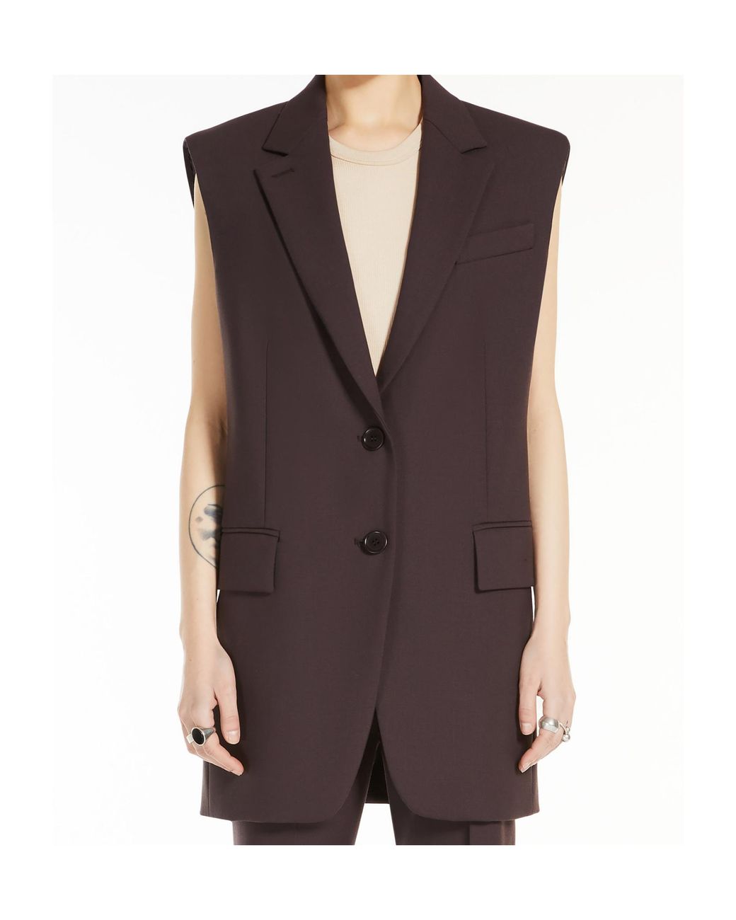 Sportmax Brown Single-Breasted Sleeveless Gilet