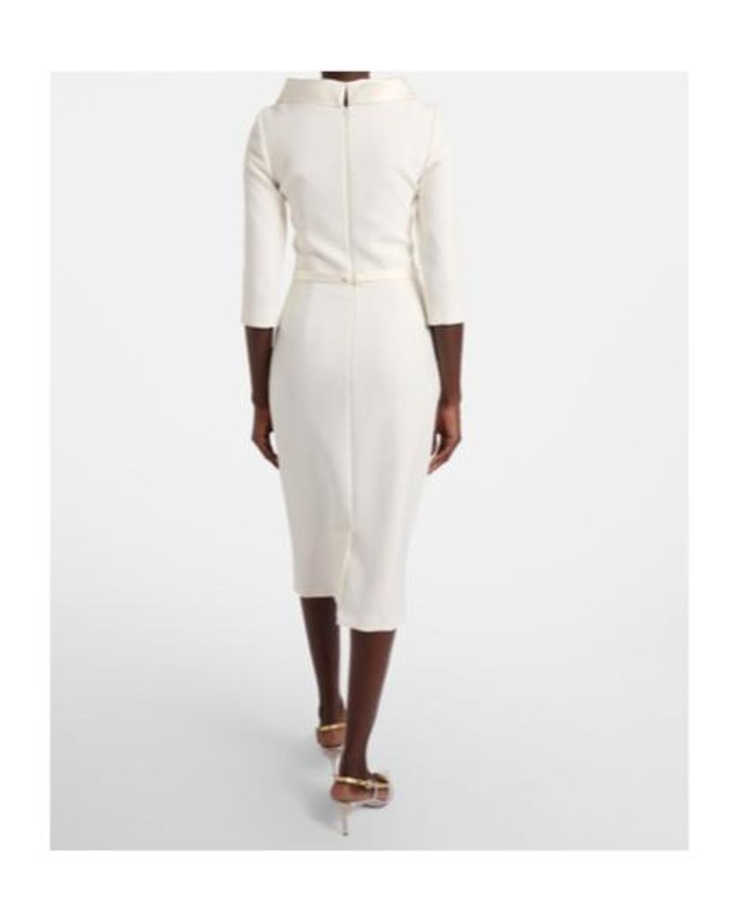 Safiyaa White Bridal Meryl Crêpe Midi Dress