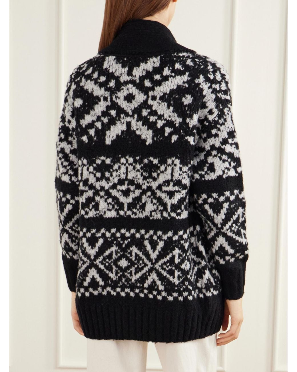 James Perse Black Intarsia-Knit Wool-Blend Cardigan