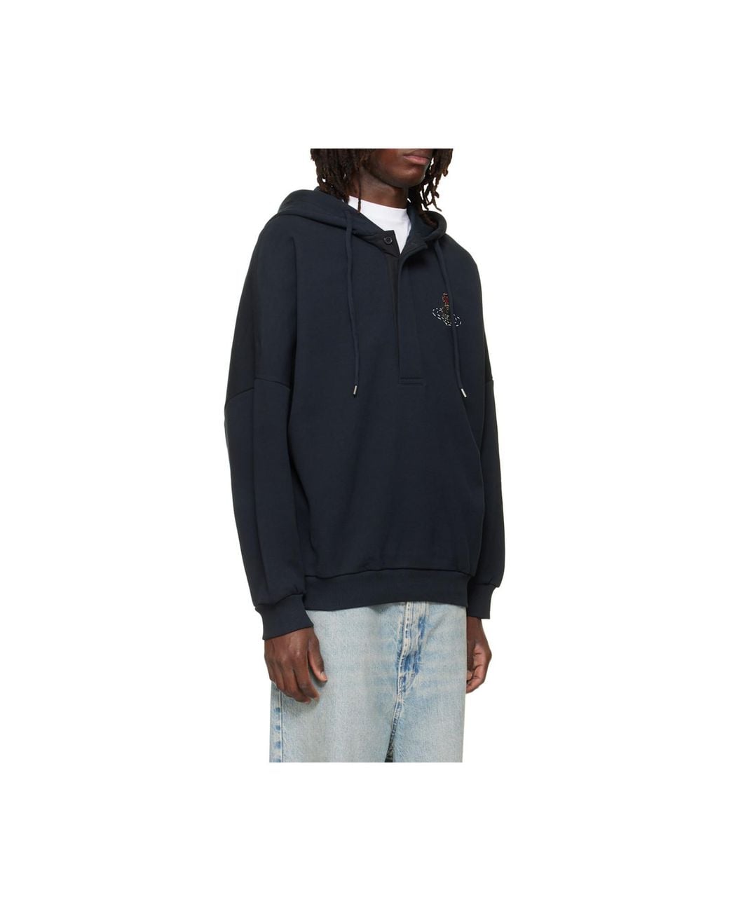 Vivienne Westwood Blue Batwing Logo Hoodie for men