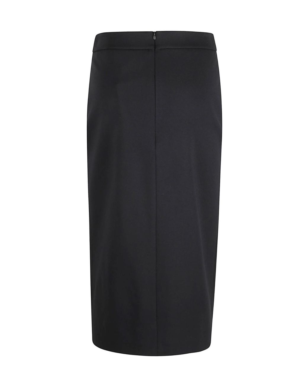 True Royal Black Slit Midi Skirt