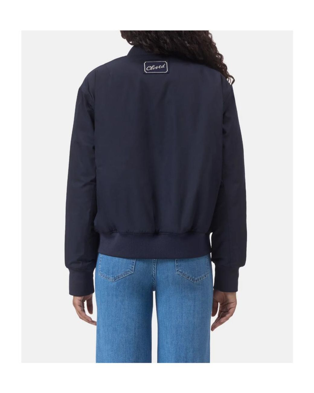 Closed Blue Logo-Patch Bomber Jacket