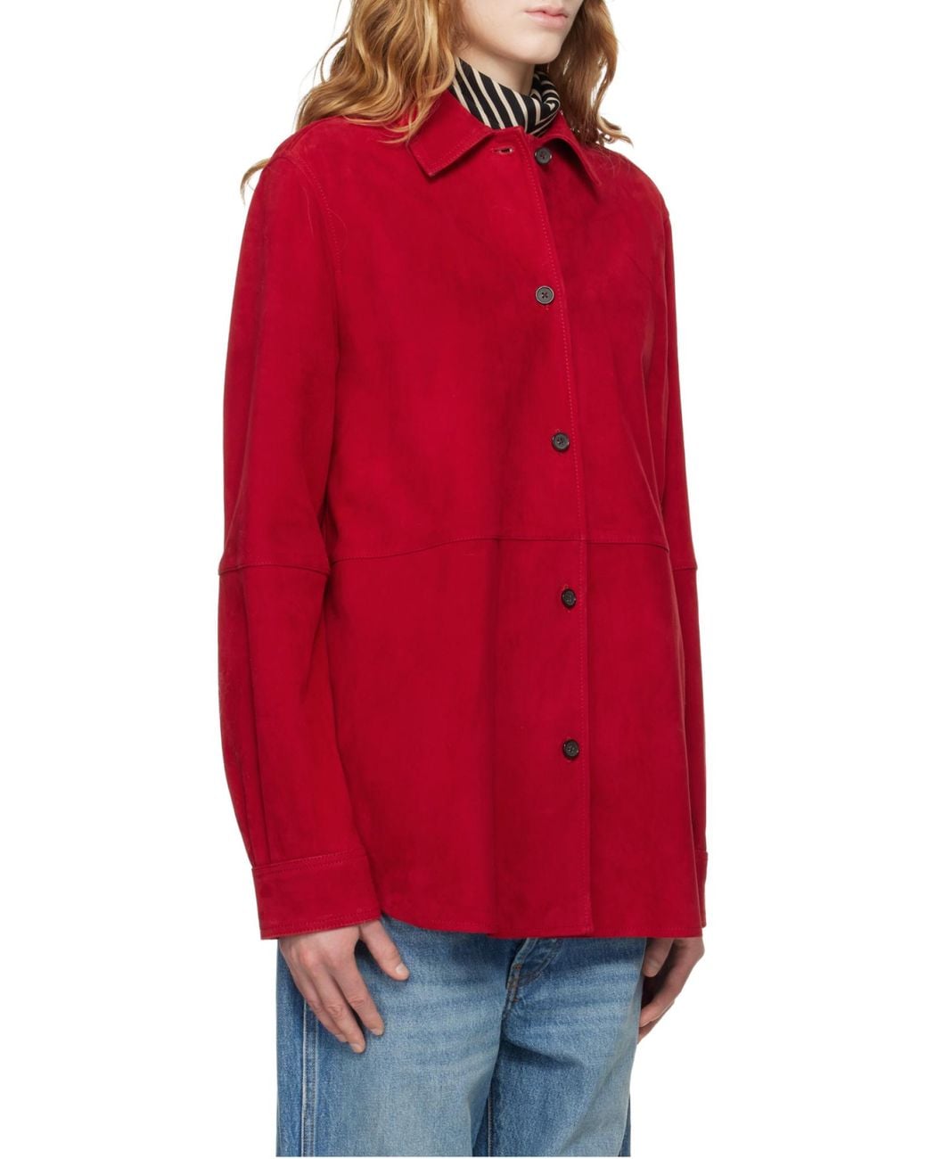 Totême  Red Buttoned Suede Overshirt