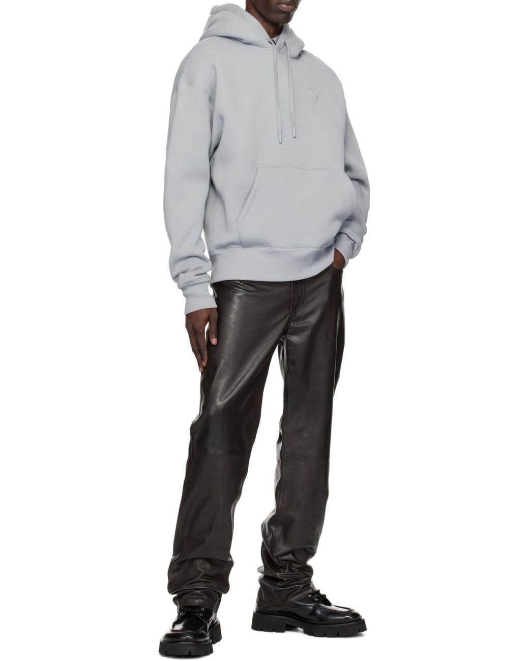 AMI Blue Long-Sleeved Drawstring Hoodie for men