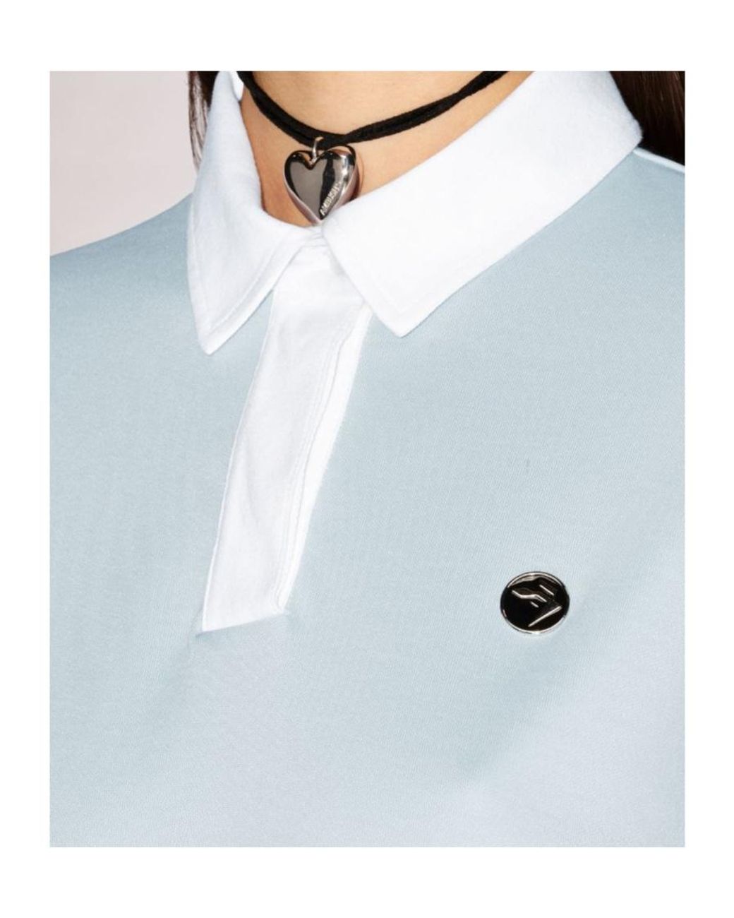 Ambush Blue Logo Plaque Long Sleeved Polo Shirt
