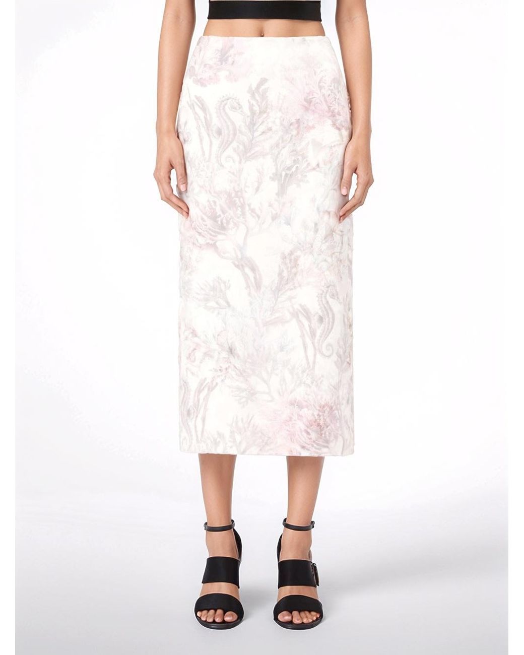 Max Mara Gray Mxsultimo Printed Midi Pencil Skirt