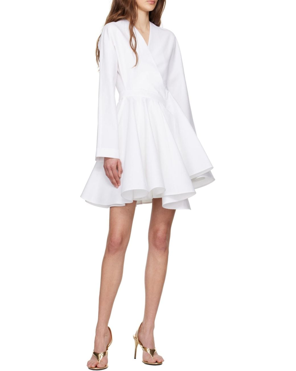 Alaïa White Alaïa Asymmetrical V-Neck Short Dress