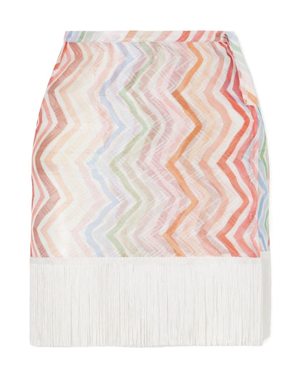 Missoni Pink Striped Fringed Crochet-Knit Wrap Mini Skirt