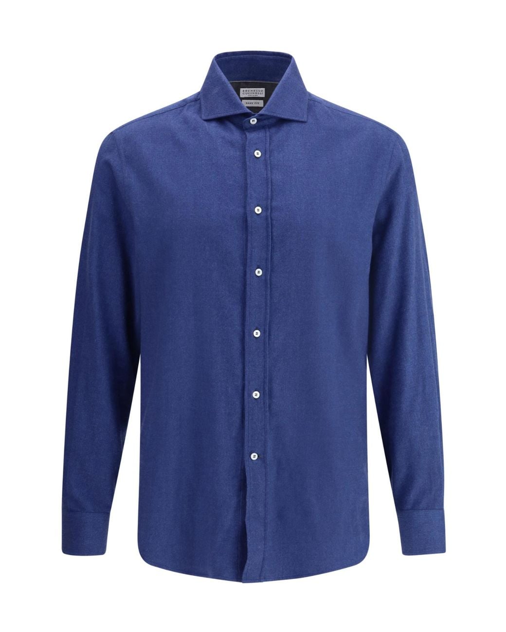 Brunello Cucinelli Blue Long-Sleeved Buttoned Shirt for men