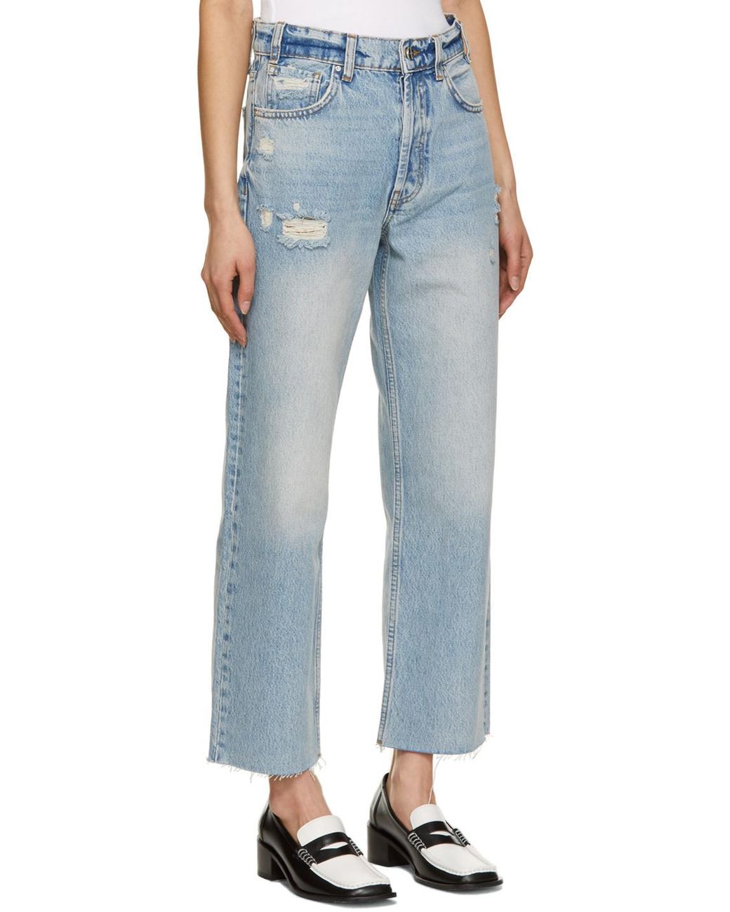 Anine Bing Blue Gavin Mid-Rise Boyfriend Jeans