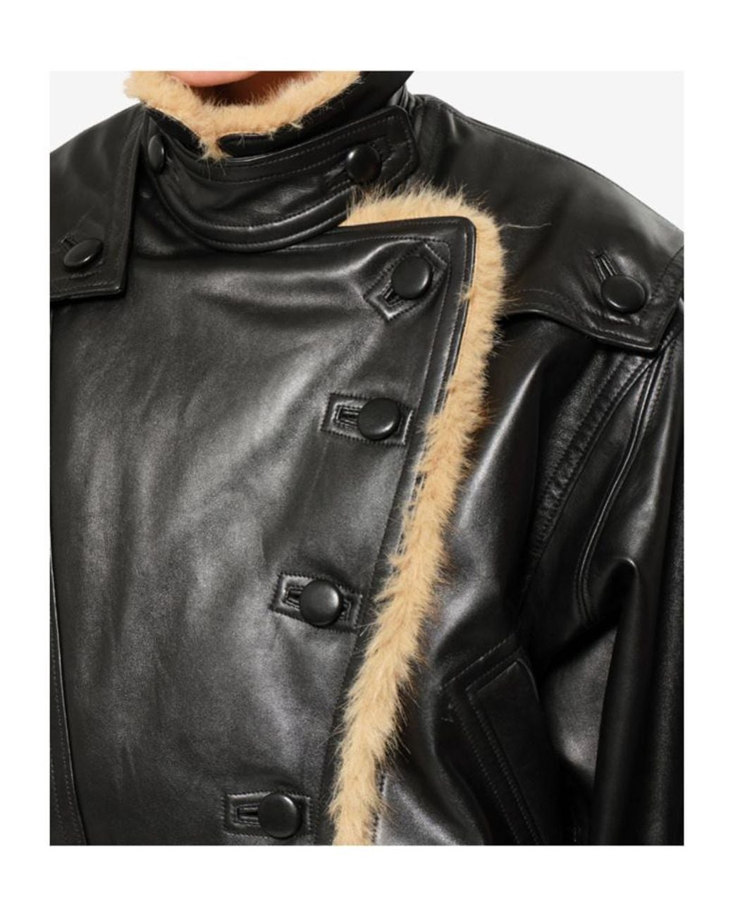 Isabel Marant Black Valina Faux Fur Trim Jacket
