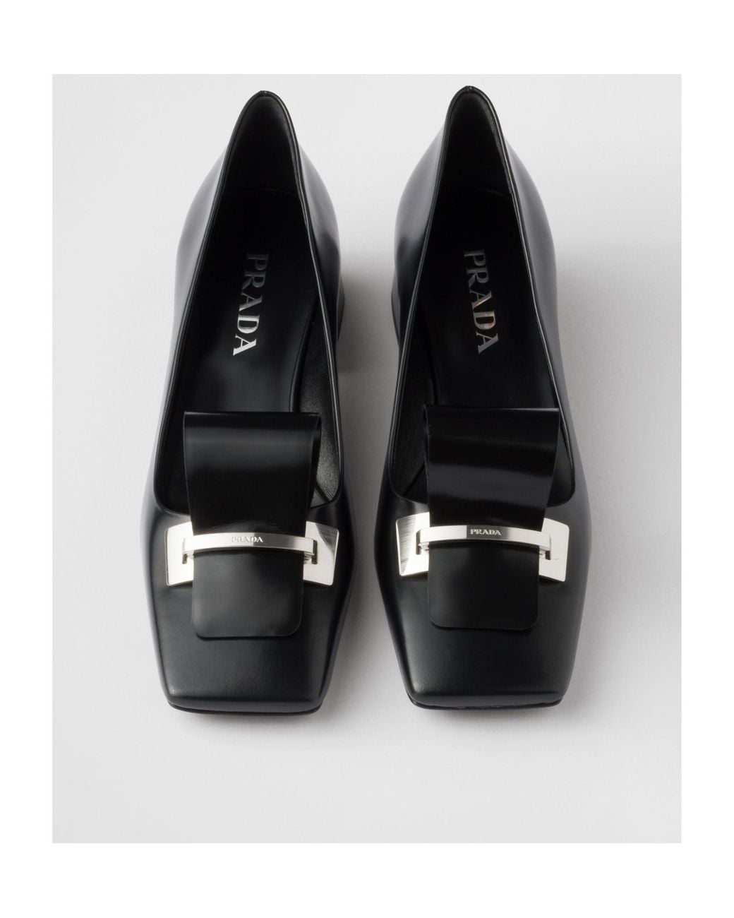 Prada Black Square-Toe Slip-On Pumps
