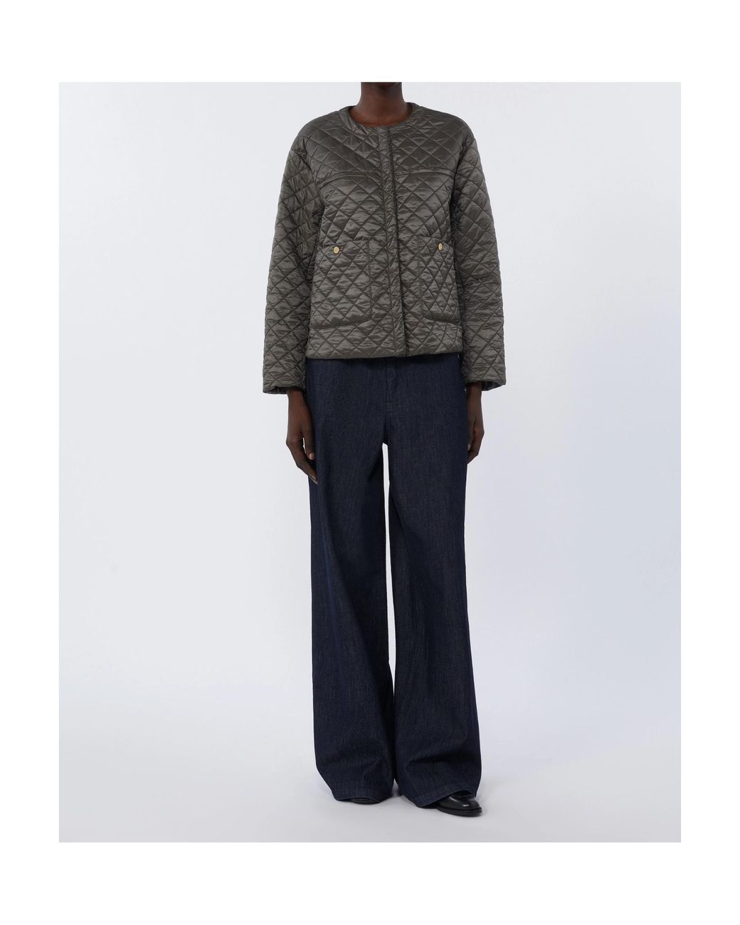 Max Mara Gray Long-Sleeved Padded Jacket