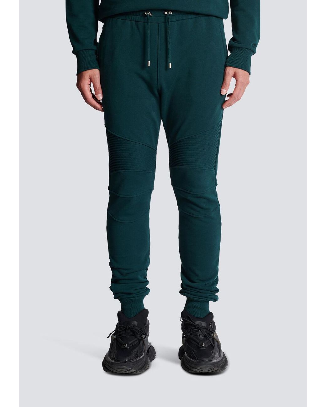 Balmain Green Drawstring Jogging Pants for men