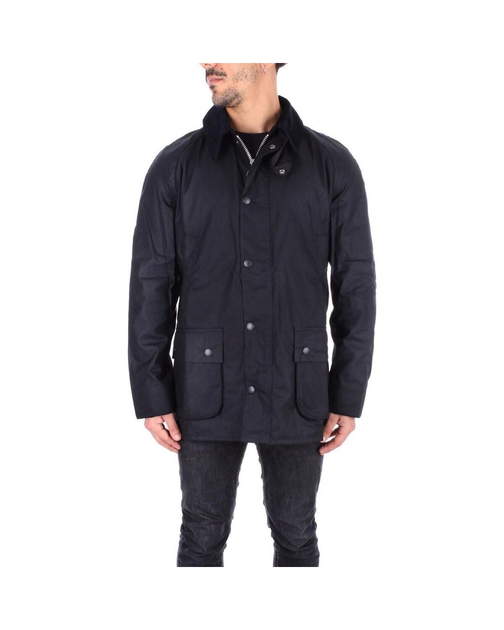 Barbour Black Ashby Waxed Button-Up Jacket for men
