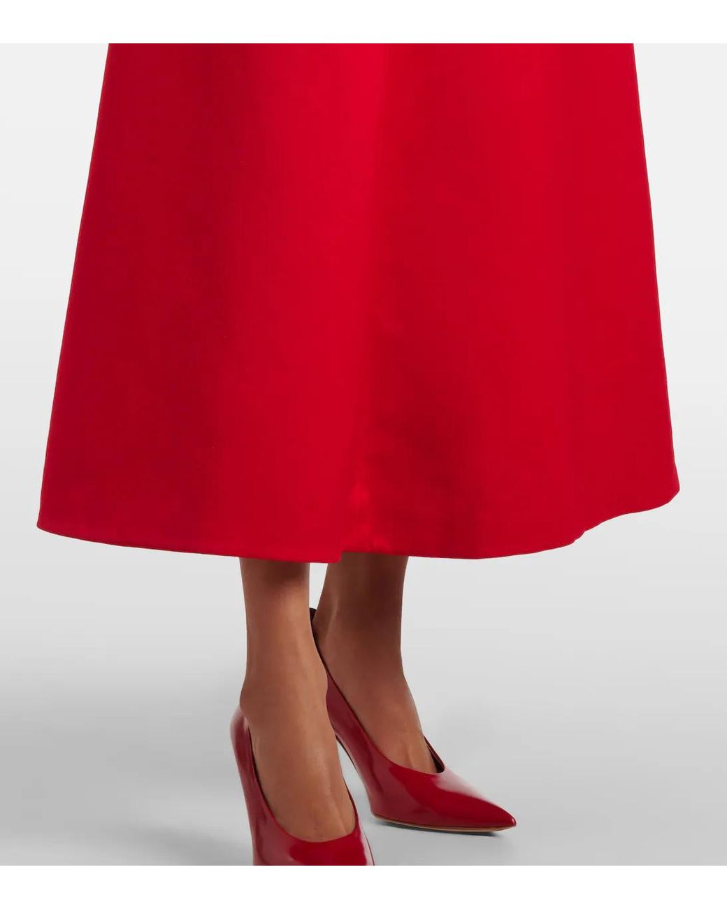 Emilia Wickstead Red Abella Embellished Satin Midi Dress