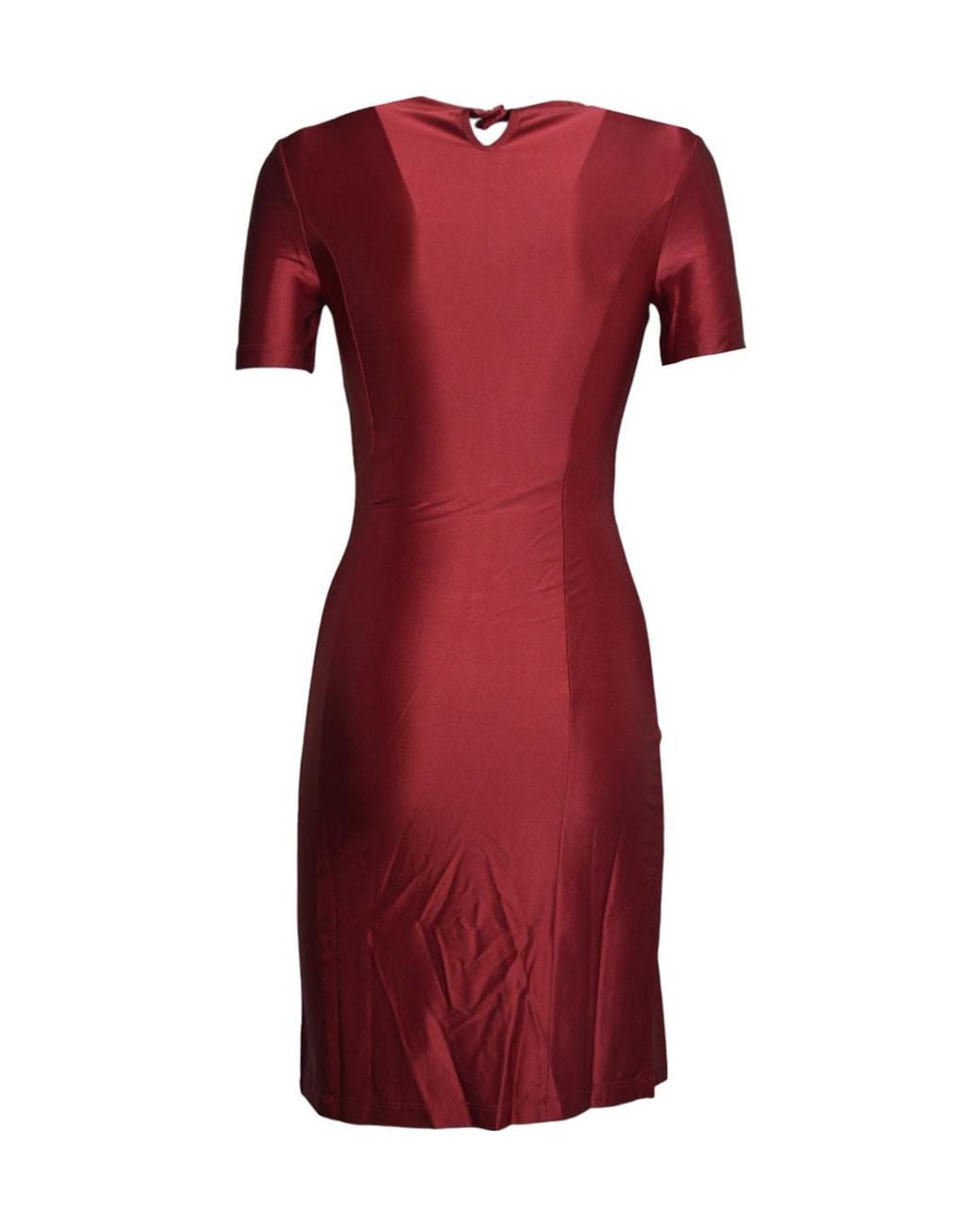 Rabanne Red Ruched Short-Sleeve Dress