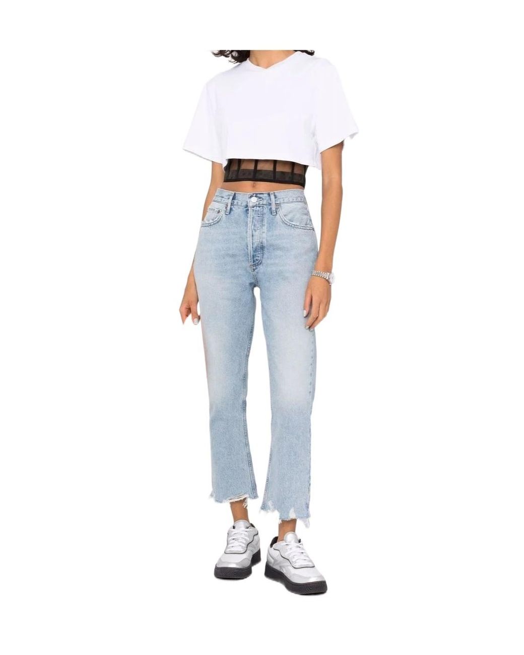Agolde Blue Riley Cropped Jeans