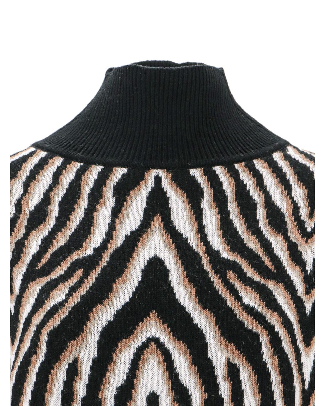 Erika Cavallini Semi Couture Black Patterned-Intarsia Wool-Blend Jumper