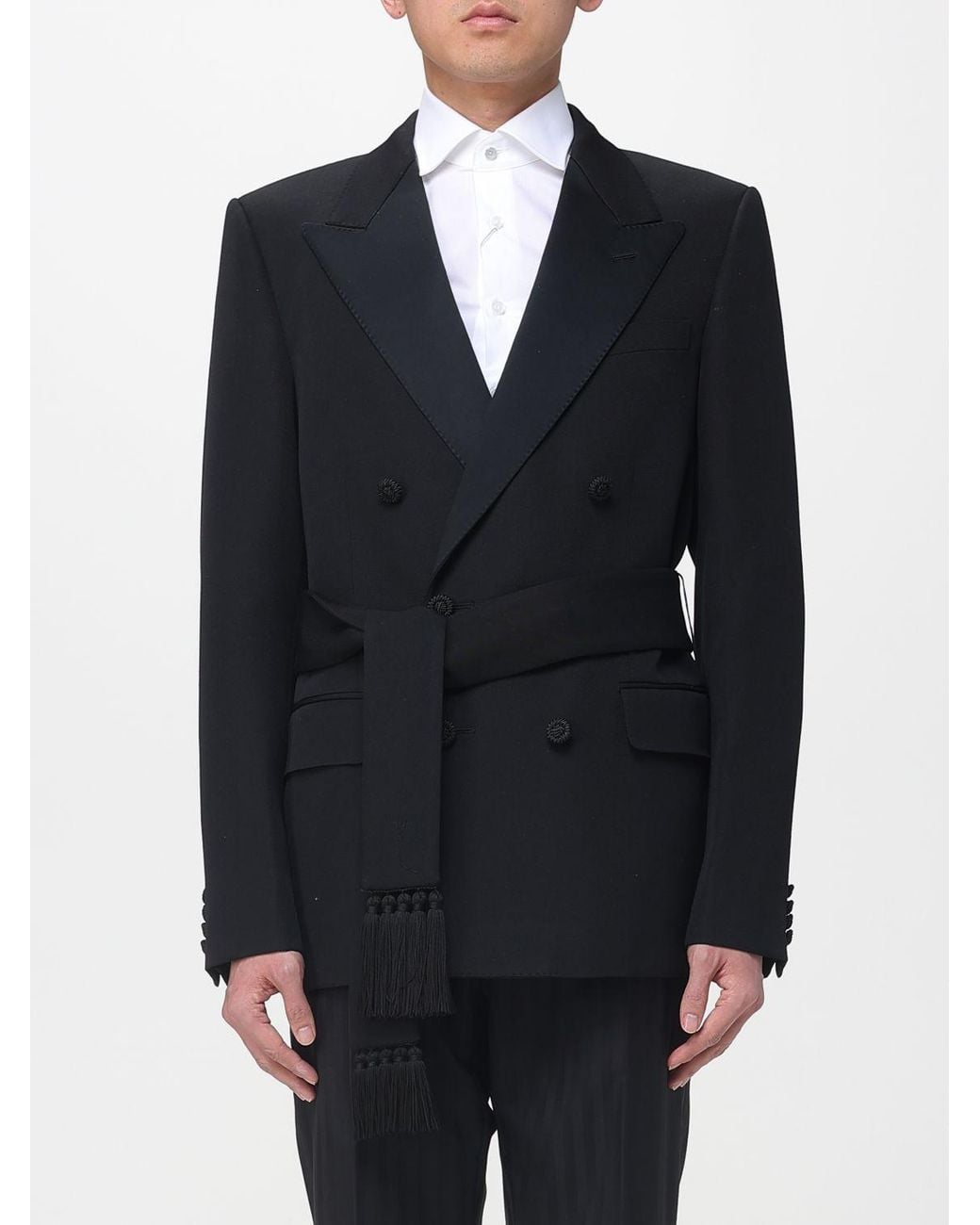 Valentino Black Double-Breasted Belted Jacket for men