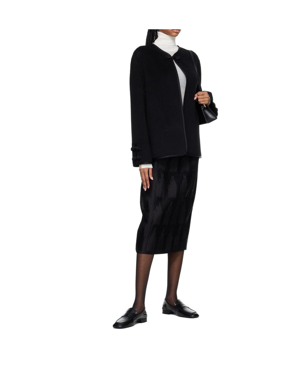 Rohe Black Finely Pleated Midi Skirt