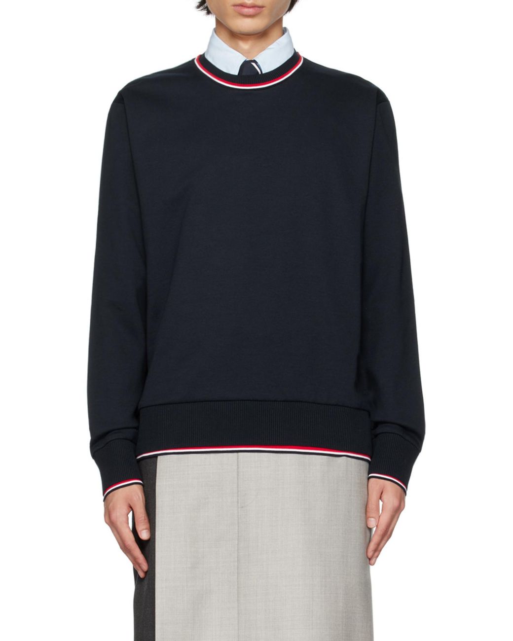 Thom Browne Blue Long-Sleeved Crewneck Sweater for men