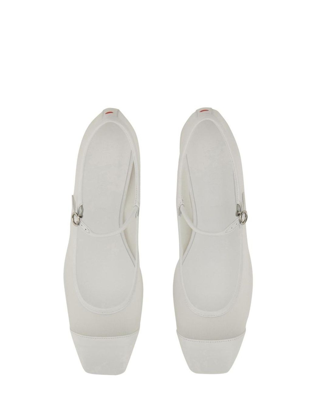 Aeyde White Uma Square Toe Mary Jane Flats