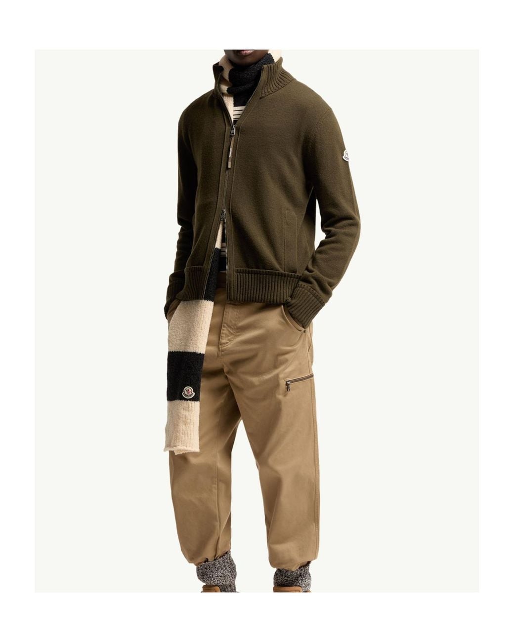 Moncler Green Zip-Up Stand-Collar Cardigan for men